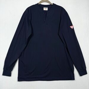 Ticomela FR Shirt Mens Medium Flame Resistant Lightweight Henley Cat 2 Blue